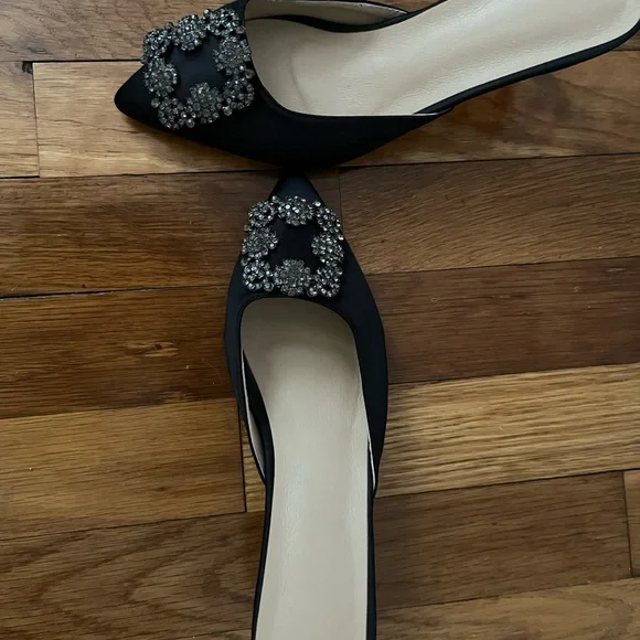 Black slide on shoe with bling 3 inch heel - Picture 3 of 3